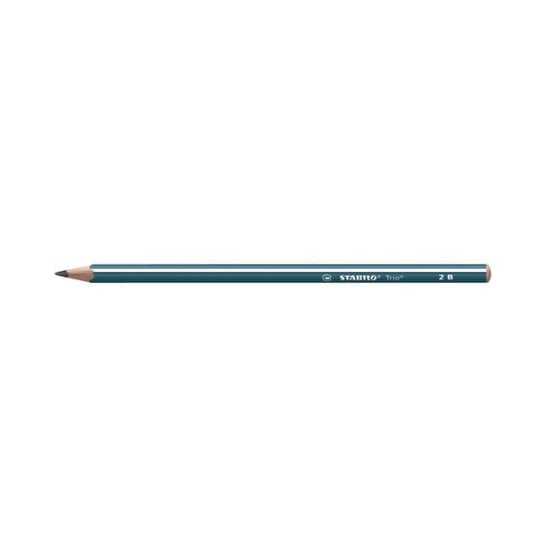 12 Stück Stabilo Bleistift STABILO Trio, 369/2B, Härte 2B, 2,2mm, petrol mit weißen Kantenstreifen 4006381499989 Stabilo