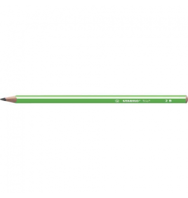 Bleistift STABILO Trio, 369/04-2B, grün mit weißen Kantenstreifen, 2,2mm, 2B