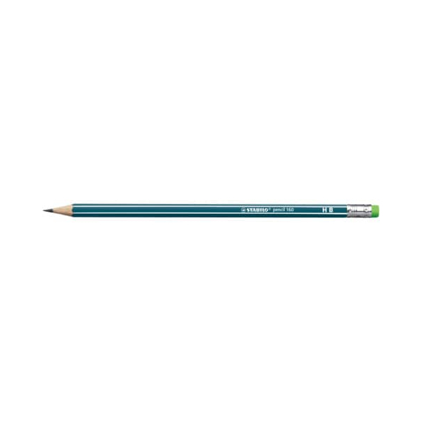 12 Stück Stabilo Bleistift STABILO pencil 160, 2160/HB, Härte HB, 2,2mm, petrol, mit Radiergummi 4006381504539 Stabilo