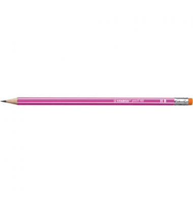 Bleistift STABILO pencil 160, 2160/01-HB, Härte HB, 2,2mm, pink, mit Radiergummi
