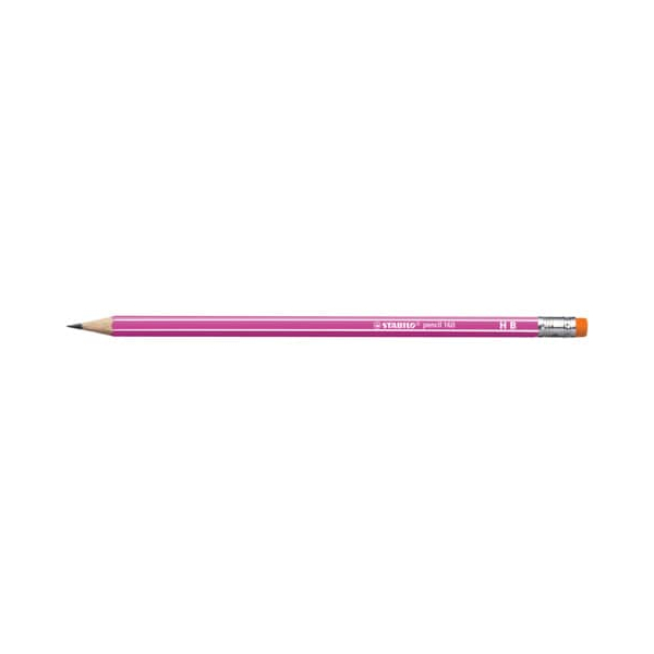 12 Stück Stabilo Bleistift STABILO pencil 160, 2160/01-HB, Härte HB, 2,2mm, pink, mit Radiergummi 4006381504560 Stabilo
