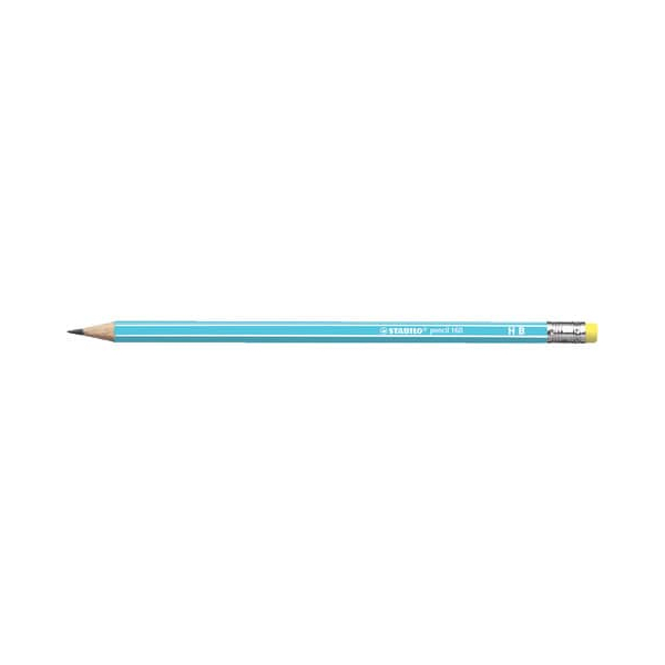 12 Stück Stabilo Bleistift STABILO pencil 160, 2160/02-HB, Härte HB, 2,2mm, hellblau, mit Radiergummi 4006381504591 Stabilo