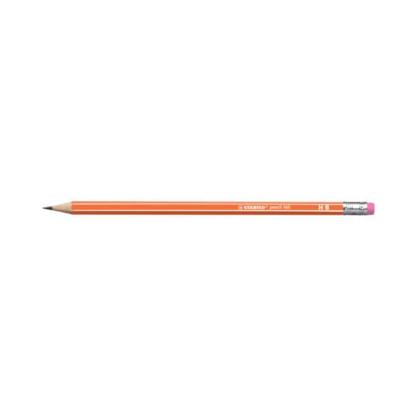 12 Stück Stabilo Bleistift STABILO pencil 160, 2160/03-HB, Härte HB, 2,2mm, orange, mit Radiergummi 4006381504621 Stabilo