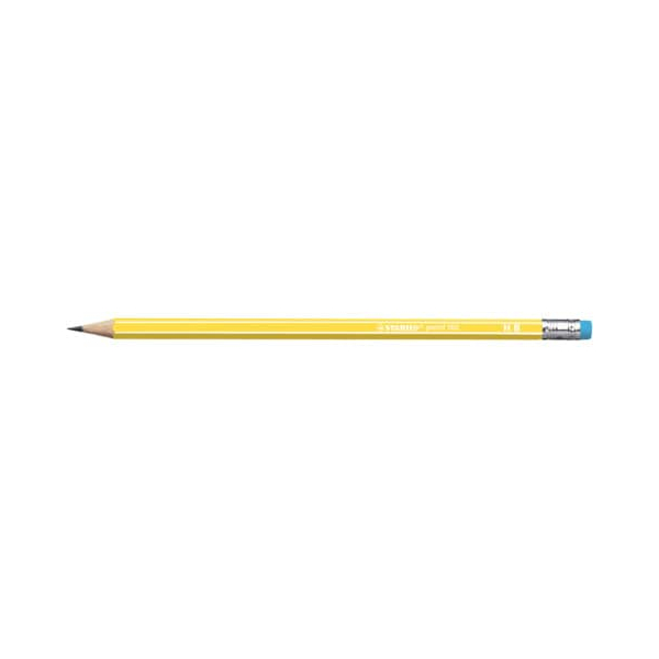 12 Stück Stabilo Bleistift STABILO pencil 160, 2160/05-HB, Härte HB, 2,2mm, gelb, mit Radiergummi 4006381504652 Stabilo