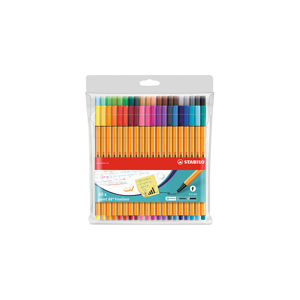 5 Stück Stabilo Fineliner-Set point 88, 8840-1, orange, weiße Streifen (Schreibfarbe: 40-farbig sortiert), 0,4mm 4006381506267 Stabilo 40 Stück