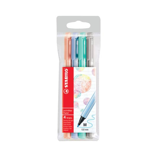 5 x Stabilo Filzschreiber pointMax 0,8 mm Etui VE=4 Pastellfarben
