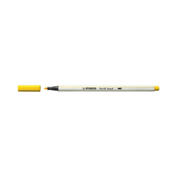 10 Stück Stabilo Premium-Filzstift mit Pinselspitze für variable Strichstärken - Pen 68 brush - Einzelstift - gelb 4006381545525 Stabilo
