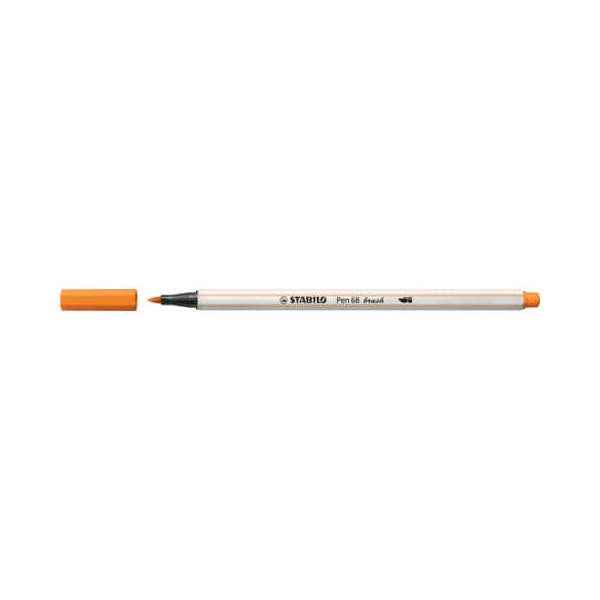 10 Stück Stabilo Premium-Filzstift mit Pinselspitze für variable Strichstärken - Pen 68 brush - Einzelstift - orange 4006381545556 Stabilo