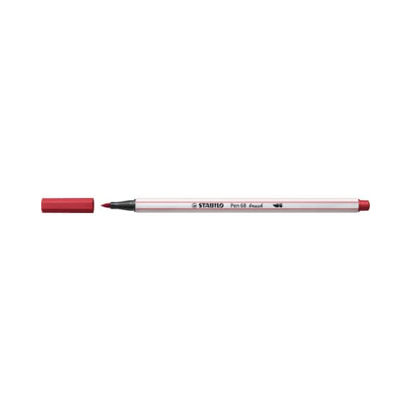 10 Stück Stabilo Premium-Filzstift mit Pinselspitze für variable Strichstärken - Pen 68 brush - Einzelstift - dunkelrot 4006381545617 Stabilo