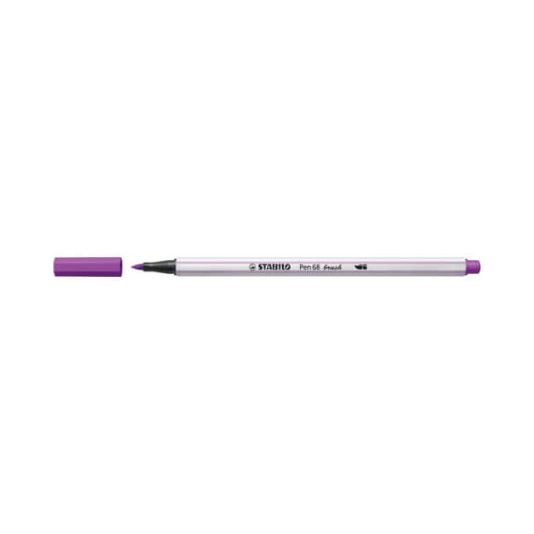 10 Stück Stabilo Premium-Filzstift mit Pinselspitze für variable Strichstärken - Pen 68 brush - Einzelstift - lila 4006381545679 Stabilo