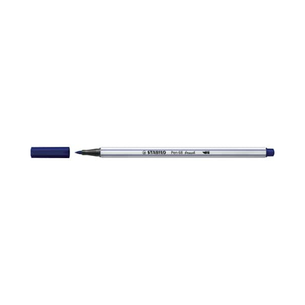 10 Stück Stabilo Premium-Filzstift mit Pinselspitze für variable Strichstärken - Pen 68 brush - Einzelstift - preußischblau 4006381545730 Stabilo