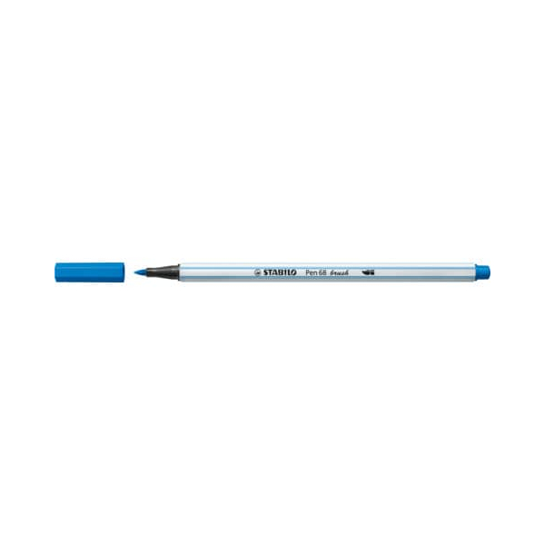10 Stück Stabilo Premium-Filzstift mit Pinselspitze für variable Strichstärken - Pen 68 brush - Einzelstift - dunkelblau 4006381545792 Stabilo