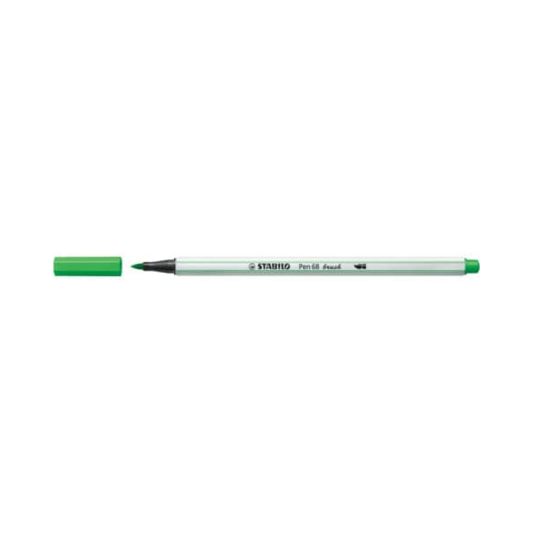 10 Stück Stabilo Premium-Filzstift mit Pinselspitze für variable Strichstärken - Pen 68 brush - Einzelstift - hellgrün 4006381545822 Stabilo