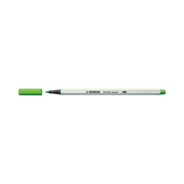 10 Stück Stabilo Premium-Filzstift mit Pinselspitze für variable Strichstärken - Pen 68 brush - Einzelstift - laubgrün 4006381545853 Stabilo