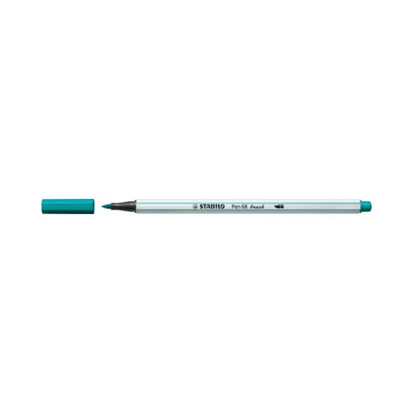 10 Stück Stabilo Premium-Filzstift mit Pinselspitze für variable Strichstärken - Pen 68 brush - Einzelstift - türkisblau 4006381545914 Stabilo