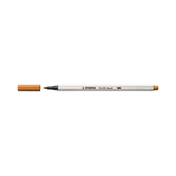 10 Stück Stabilo Premium-Filzstift mit Pinselspitze für variable Strichstärken - Pen 68 brush - Einzelstift - ocker dunkel 4006381545945 Stabilo