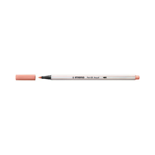 10 Stück Stabilo Premium-Filzstift mit Pinselspitze für variable Strichstärken - Pen 68 brush - Einzelstift - apricot 4006381545976 Stabilo