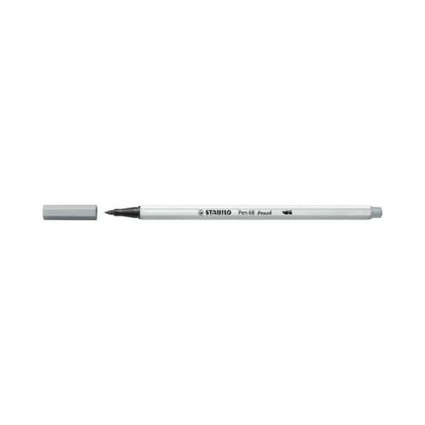 10 Stück Stabilo Premium-Filzstift mit Pinselspitze für variable Strichstärken - Pen 68 brush - Einzelstift - mittelgrau 4006381546034 Stabilo