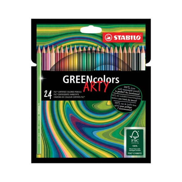 STABILO ® Arty GREENcolors FSC®-certified colored pencil cardboard wallet of 24 pens
