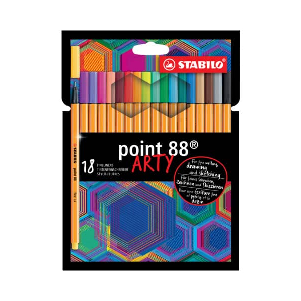 6 Stück Stabilo Fineliner - point 88 - ARTY - 18er Pack - mit 18 verschiedenen Farben 4006381557450 Stabilo 18 Stück