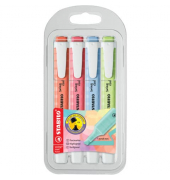 Textmarker STABILO swing cool, 275/4-08-1, Etui, farbig sortiert (limette/rosa/blau/korallenrot), 1-4mm Keilspitze
