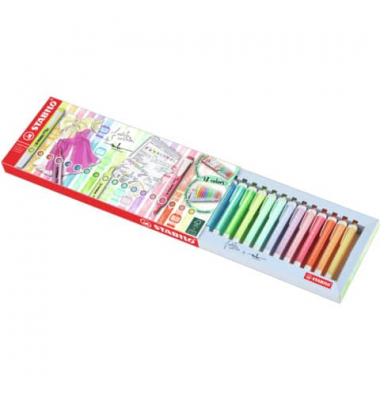 Textmarker STABILO swing cool, 275/18-01-5, Etui, farbig sortiert (8 Leuchtfarben/10 Pastellfarben), 1-4mm Keilspitze