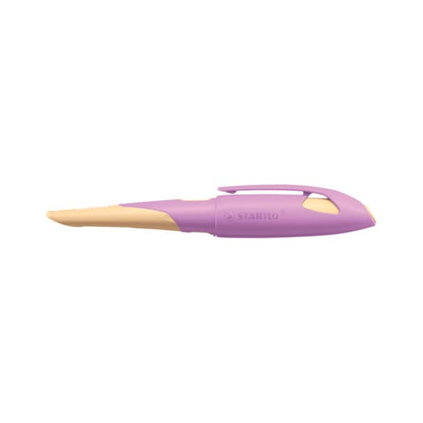 4006381572637 - Ergonomischer Schulfüller für Linkshänder mit Anfänger-Feder A - STABILO EASYbirdy Pastel Edition in soft pink apricot - Einzelstift - inklusive Patro