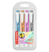 Textmarker STABILO swing cool, 275/4-08-2, Etui (4 #), farbig sortiert (seidengrau/fuchsie/blau/orange), 1-4mm Keilspitze