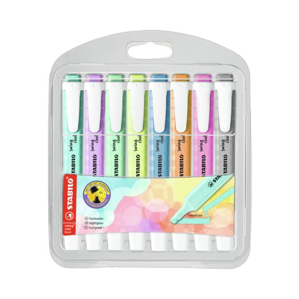 4006381573139 - Textmarker STABILO swing cool Pastel Etui 275 8-08-2 Set 8-farbig sortiert 1+4mm Keilspitze 4006381573139 8 Stück