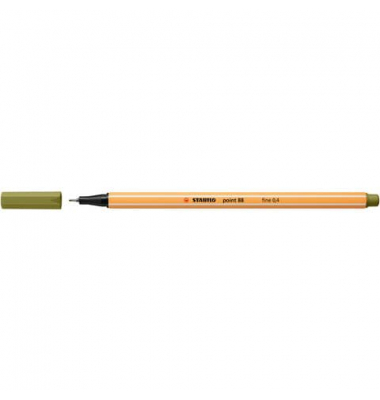 Fineliner point 88, 88/37, orange, wei&szlig;e Streifen (Schreibfarbe: schlammgr&uuml;n), 0,4mm