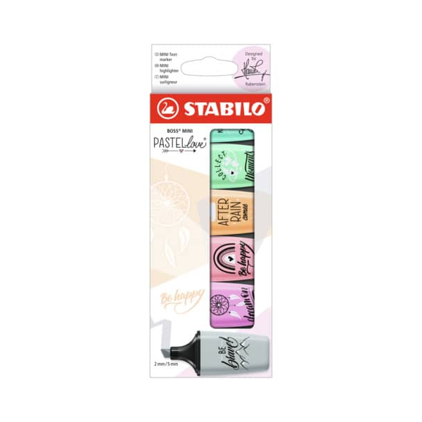 10 Stück Stabilo Textmarker Pastellove, 07/06-29, Etui, 6-farbig sortiert pastell, 2-5mm Keilspitze 4006381577007 Stabilo 6 Stück
