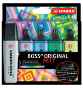 Textmarker BOSS ORIGINAL, 70/5-02-2-20, Etui, farbig sortiert (limette/seidengrau/wolkenblau/blau/t&uuml;rkis), 2-5mm Keilspitze