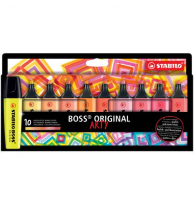 Textmarker BOSS ORIGINAL ARTY, 70/10-1-20, Etui, 10-farbig sortiert, 2-5mm Keilspitze
