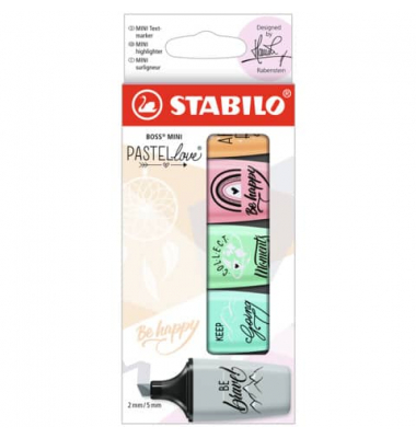 Textmarker Pastellove, 07/05-29-10, Etui, 5-farbig sortiert, 2-5mm Keilspitze