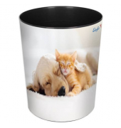 Papierkorb Hund und Katze - 13 L, Ø 30cm rund