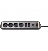 Steckdosenleiste 1153590610 estilo, 6-fach, silber/schwarz