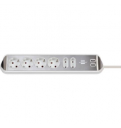 Steckdosenleiste 1153590620 estilo, 6-fach, silber/wei&szlig;