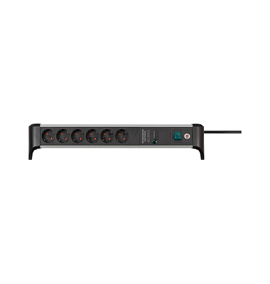 brennenstuhl Alu-Office-Line 6-fach Steckdosenleiste mit Überspannungsschutz 3,0 m schwarz