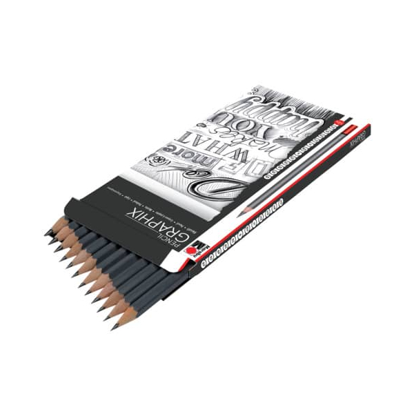 6 Stück Marabu Bleistift-Set Graphix, 01440 000 00100, Härte 6B,5B,4B,3B,2B,B,HB,H,2H,3H,4H,5H, schwarz 4007751627001 MARABU 12 Stück