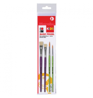Pinselset KiDS Basic, 03180 000 00003, Gr&ouml;&szlig;en sortiert, 2x flache & 2x runde Spitze