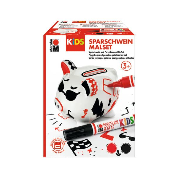 Marabu Sparschwein Malset Porzellanstifte farbsortiert 1,0 - 3,0 mm, 1 Set