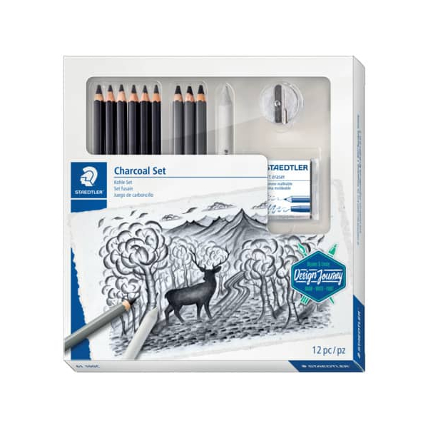 4007817066836 - STAEDTLER Zeichenset Kohleset Charcoal Design Journey für ausdrucksstarke Zeichnungen Skizzen Landschaftbilder - 1 Stück (61 100C)