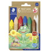 Wachsmalstifte Noris junior 224, 224 C6, farbig sortiert, Sechskant, 1,4x12,5cm (&Oslash;xL)