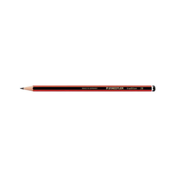 12 Stück Staedtler Bleistift Tradition, 110-2B, Härte 2B, 2,0mm, schwarz-rot 4007817104422 Staedtler