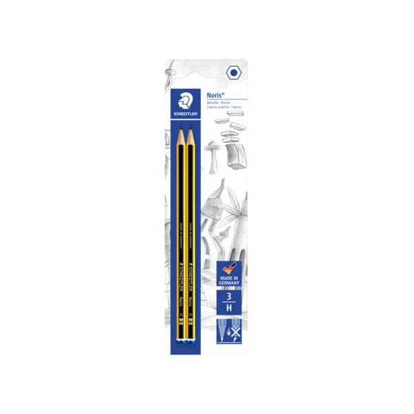 10 Stück Staedtler Bleistift-Set Noris 120, 120-3 BK2D, Härte H, 2,0mm, schwarz/gelb 4007817119068 Staedtler 2 Stück