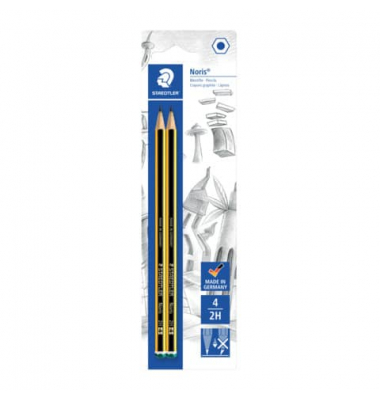 Bleistift-Set Bleistift, 120-4 BK2D, schwarz/gelb, 2,0mm, 2H