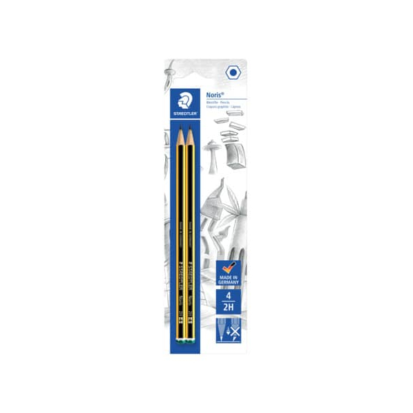 10 Stück Staedtler Bleistift-Set Noris 120, 120-4 BK2D, Härte 2H, 2,0mm, schwarz/gelb 4007817119082 Staedtler 2 Stück