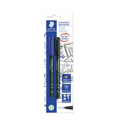 Folienstift Lumocolor permanent, 318 ASBK2D, farbig sortiert, 0,6mm, Rundspitze, nachf&uuml;llbar
