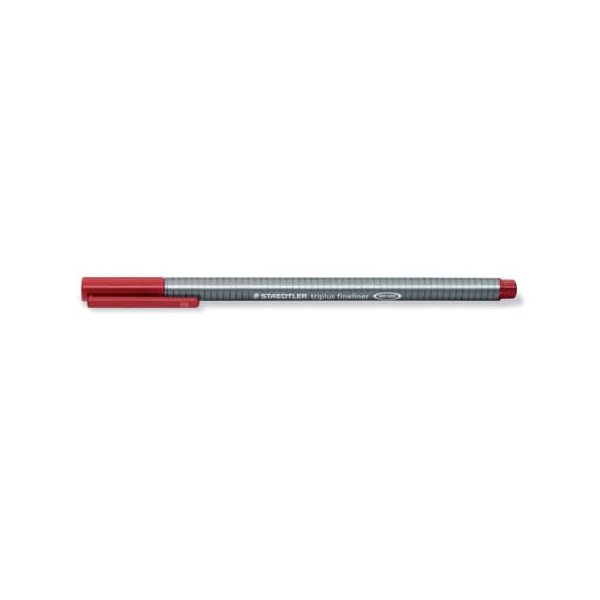 10 Stück Staedtler Fineliner triplus 334, 334-29, silber (Schreibfarbe: karminrot), 0,3mm 4007817331163 Staedtler