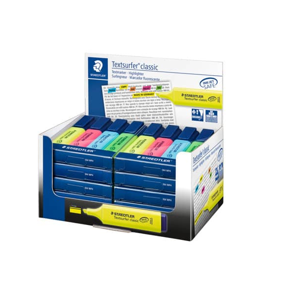 10 Stück Staedtler Textmarker Textsurfer classic, 364 WP4, Etui, 4-farbig sortiert, 1-5mm Keilspitze 4007817365618 Staedtler 4 Stück